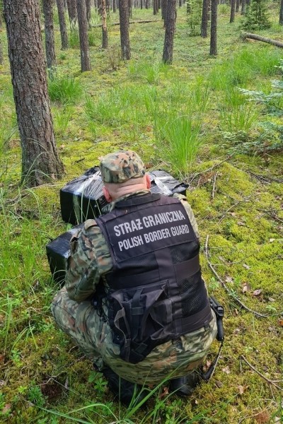 Польские пограничники наблюдали за дроном из Беларуcи, пока он не приземлился в 2-х км от границы. Нашли сигареты на 15,7 тыс $