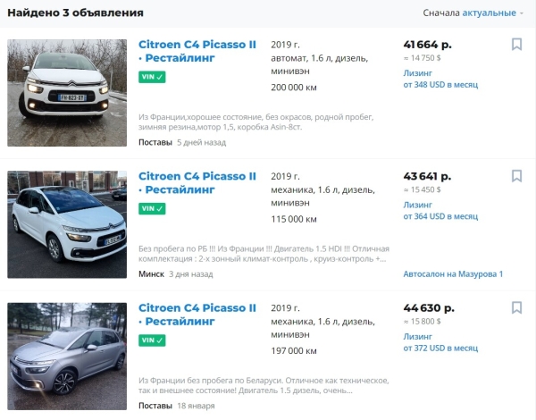 Цены сегодня и год назад. Сравнили прайсы популярных VW Passat, Citroen C4 Picasso и Renault Megane